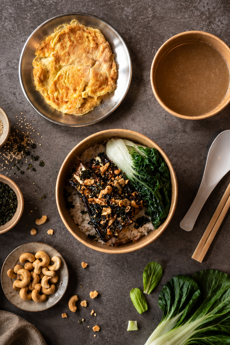 🌱 My Body Is A Tempeh Grilled Honey Miso Tempeh and Eggplant (V)