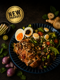 Yum Yum Chicken Sous Vide Chicken Thigh, Torched Tom Yum Glaze